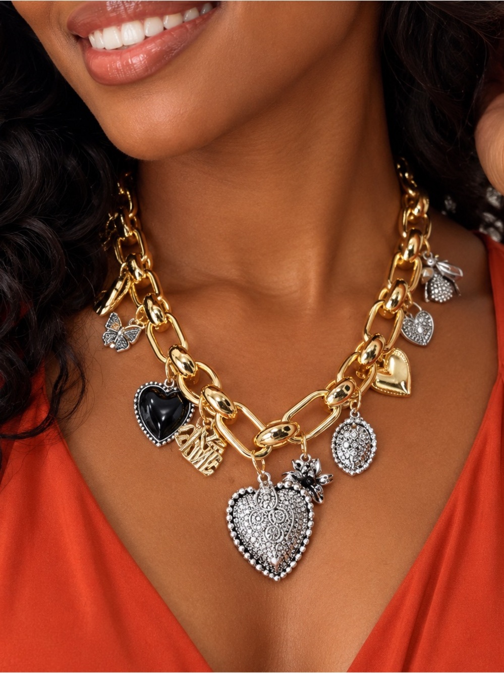 Chunky Charm Link Necklace